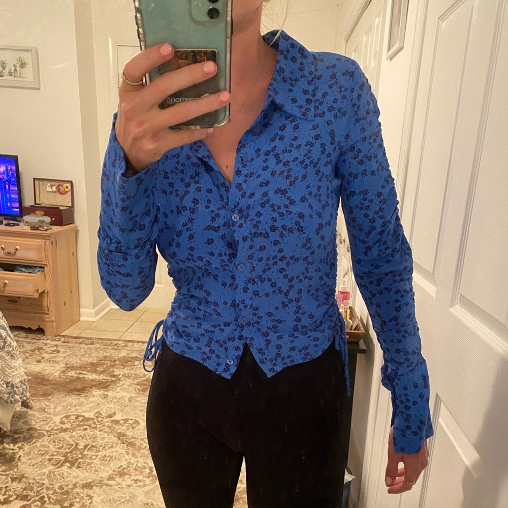 Blue Slightly Cropped Long Sleeve